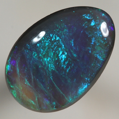SOLID SEMI BLACK OPAL Bright and rich green and turquoise over blue